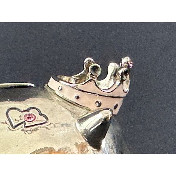 MUD PIE "Welcome Little Princess" Silver with Pink Jewels Vintage Piggy Bank - Picture 8 of 12